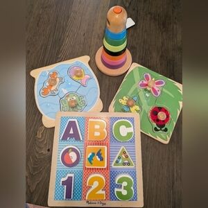 Melissa & Doug Puzzles and IKEA Wooden Stacking Rainbow Ring Toy